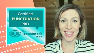 Punctuation Pro course stamp and Gwenydd Jones